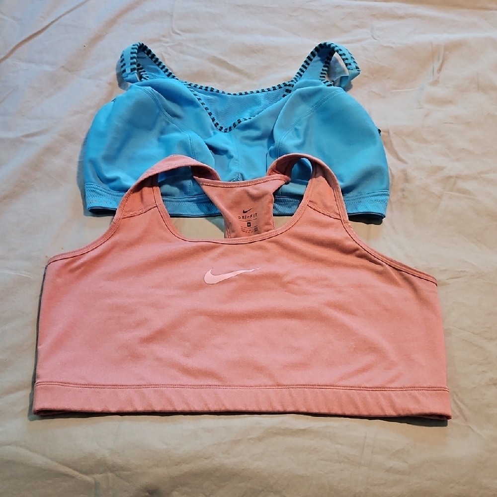 Nike Pink and Blue Sports Bra Duo